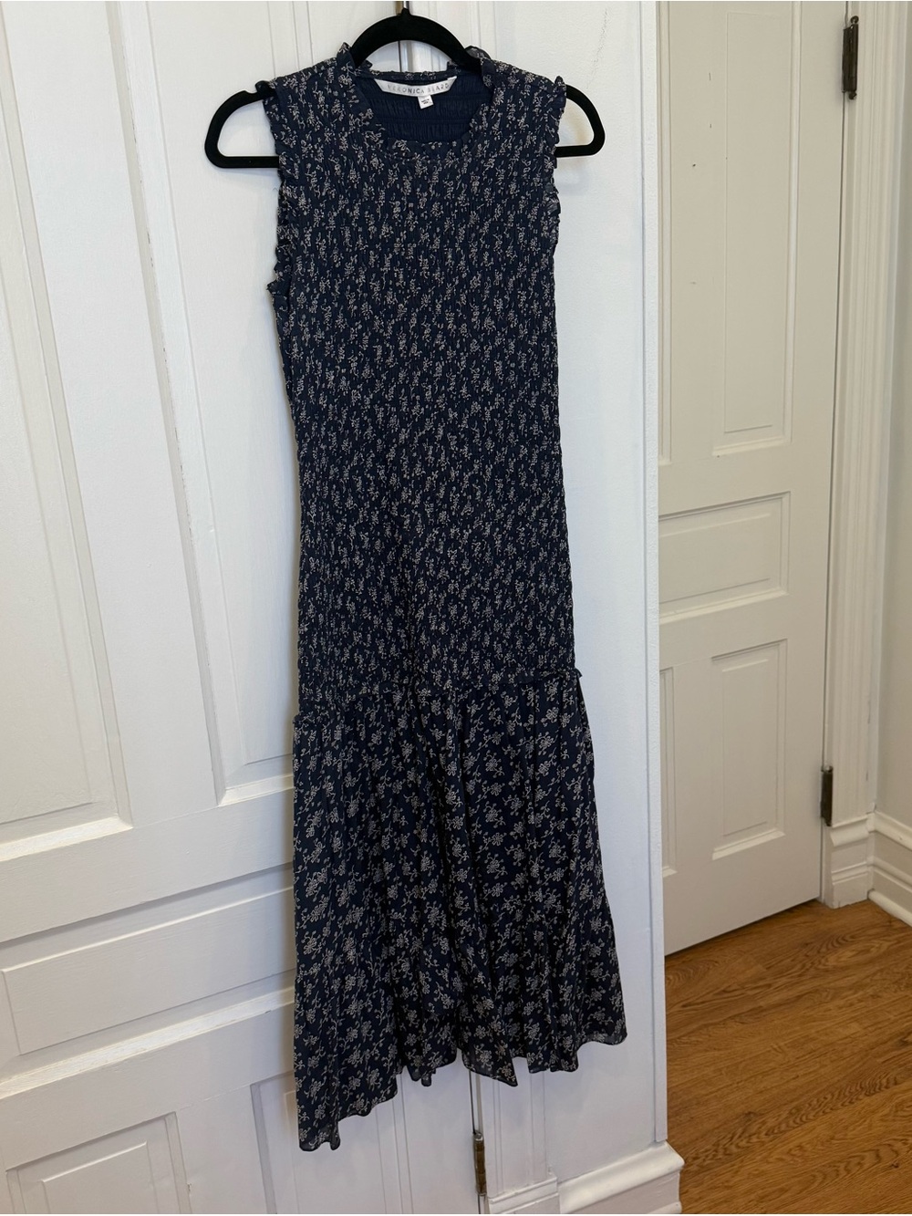 Veronica Beard Navy Floral Midi Dress
